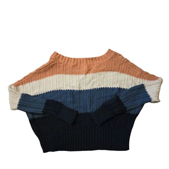 VTG Aeropastale M Cable Knit Sweater Colorblock V Neck Fisherman - Picture 2 of 7